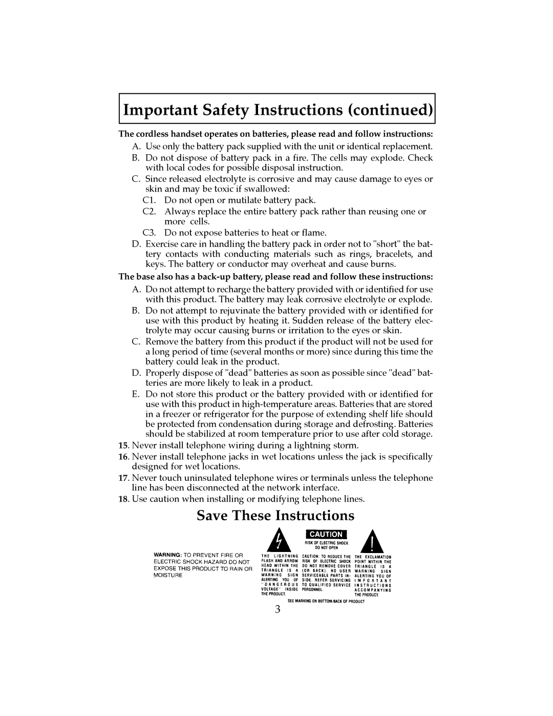 Cobra Electronics CP-2507 operating instructions Important Safety Instructions 