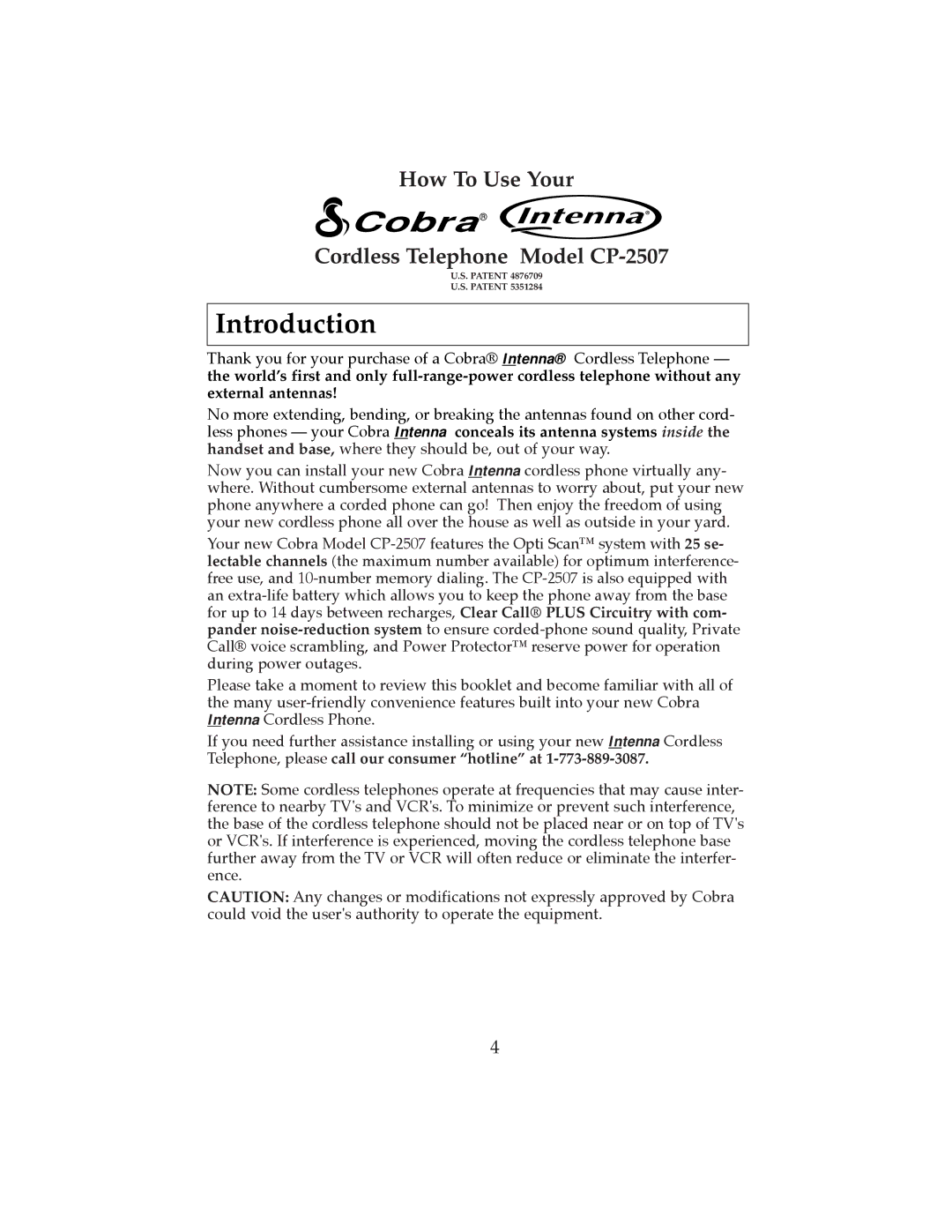 Cobra Electronics CP-2507 operating instructions Cobra, Introduction 