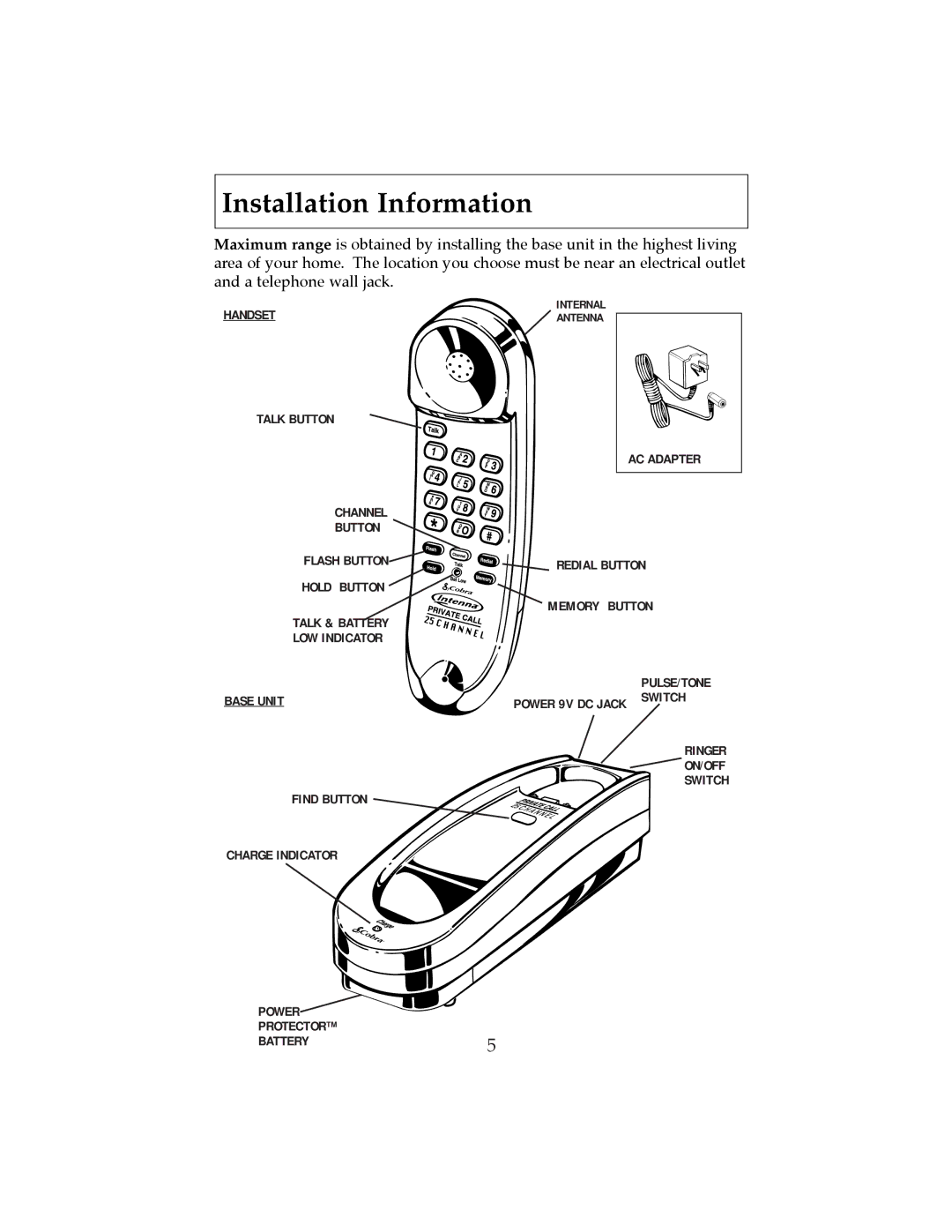 Cobra Electronics CP-2507 operating instructions Installation Information 