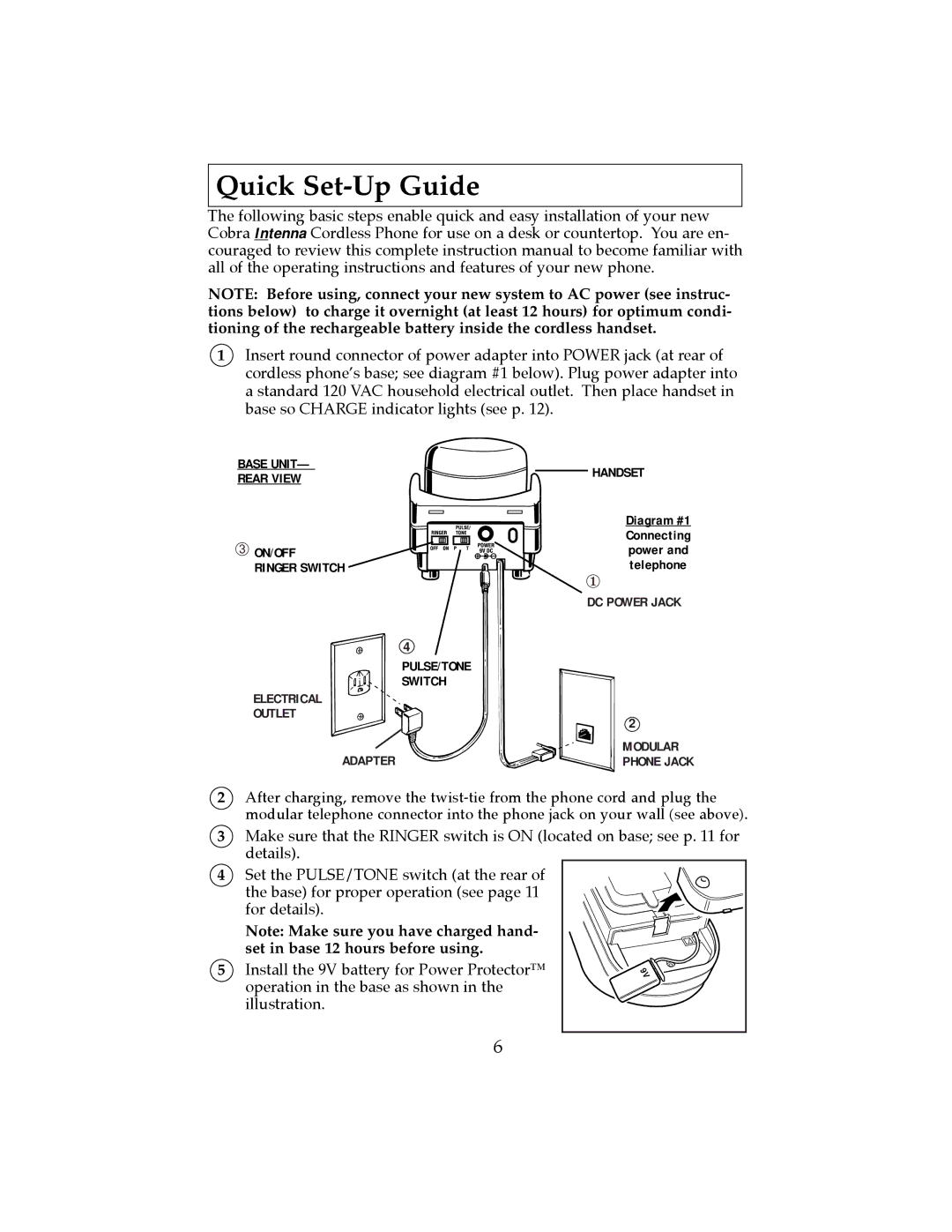 Cobra Electronics CP-2507 operating instructions Quick Set-Up Guide 