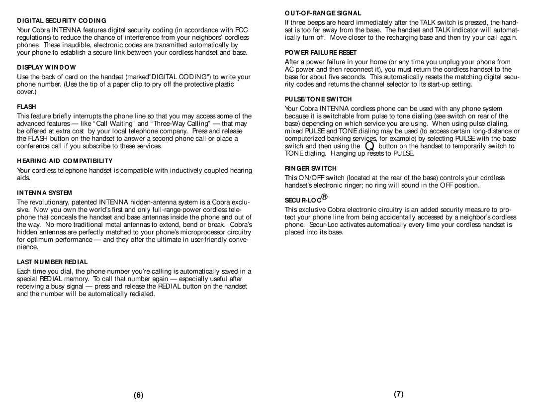 Cobra Electronics CP-705 operating instructions Hearing AID Compatibility 