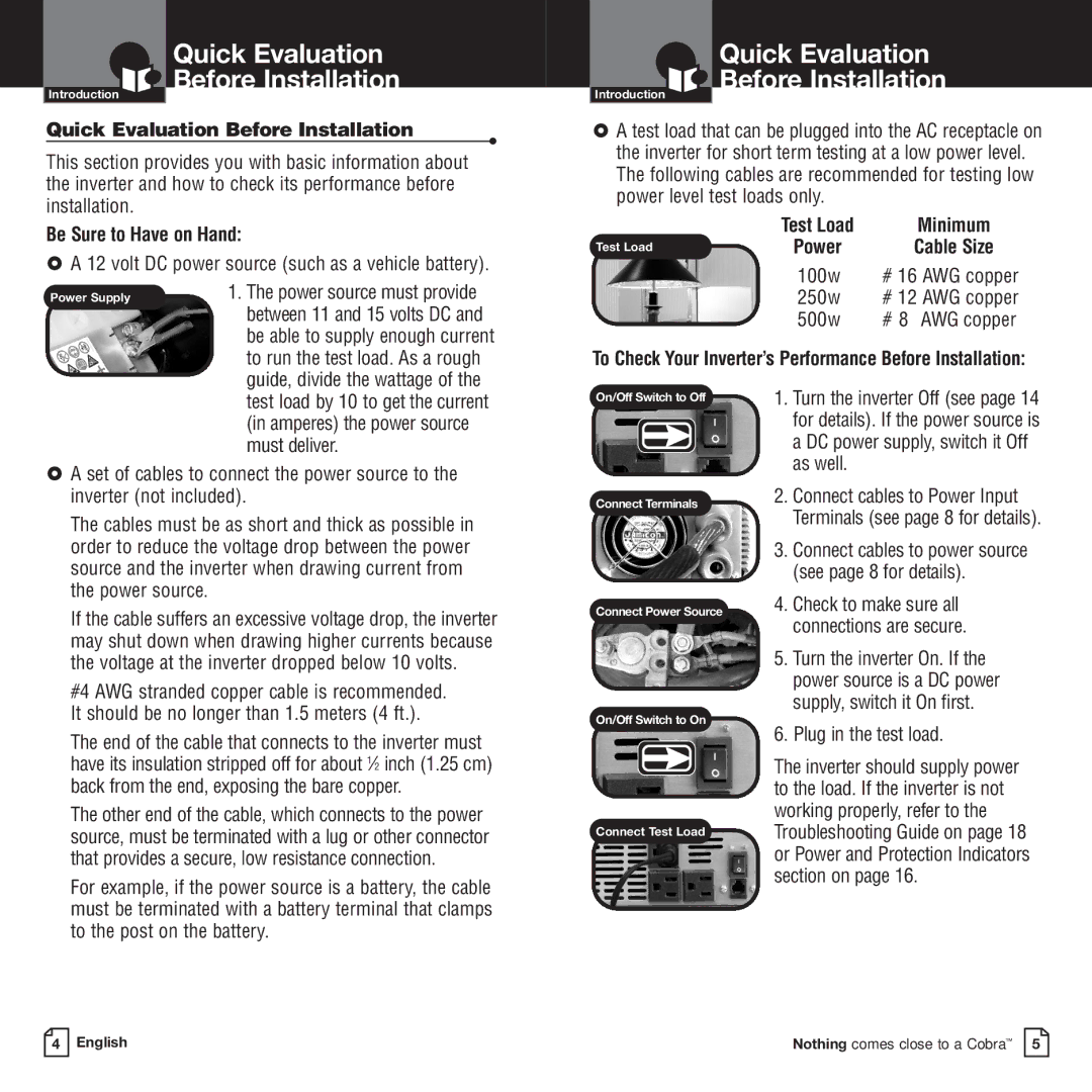 Cobra Electronics CPI-2500 owner manual Quick Evaluation Before Installation, Be Sure to Have on Hand 