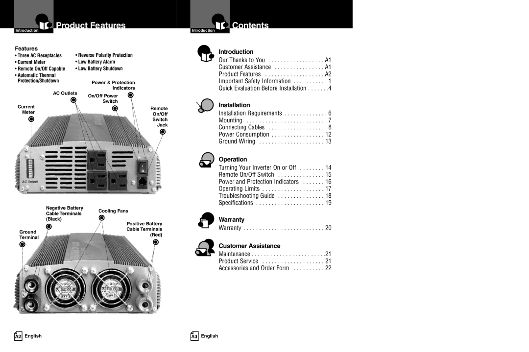 Cobra Electronics CPI 2550 owner manual Product Features, Contents 