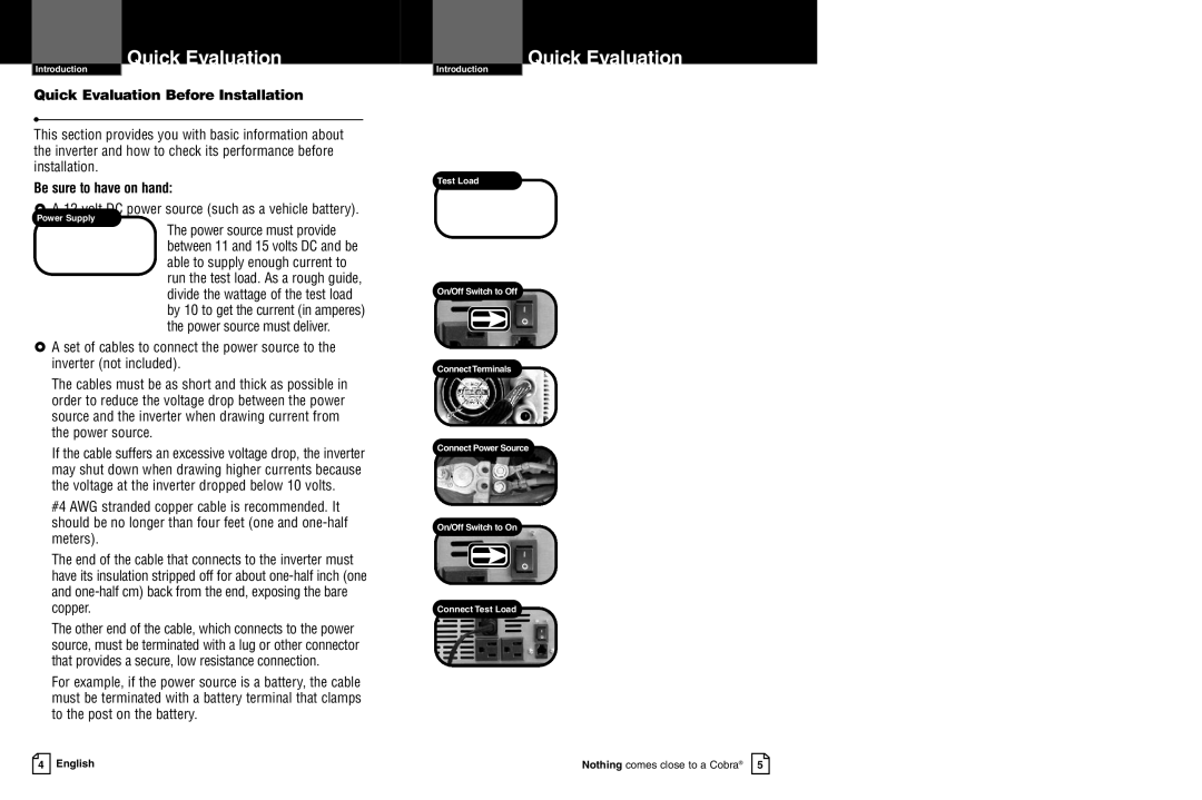 Cobra Electronics CPI 2550 owner manual Quick EvaluationBeforeInstallation, Be sure to have on hand 