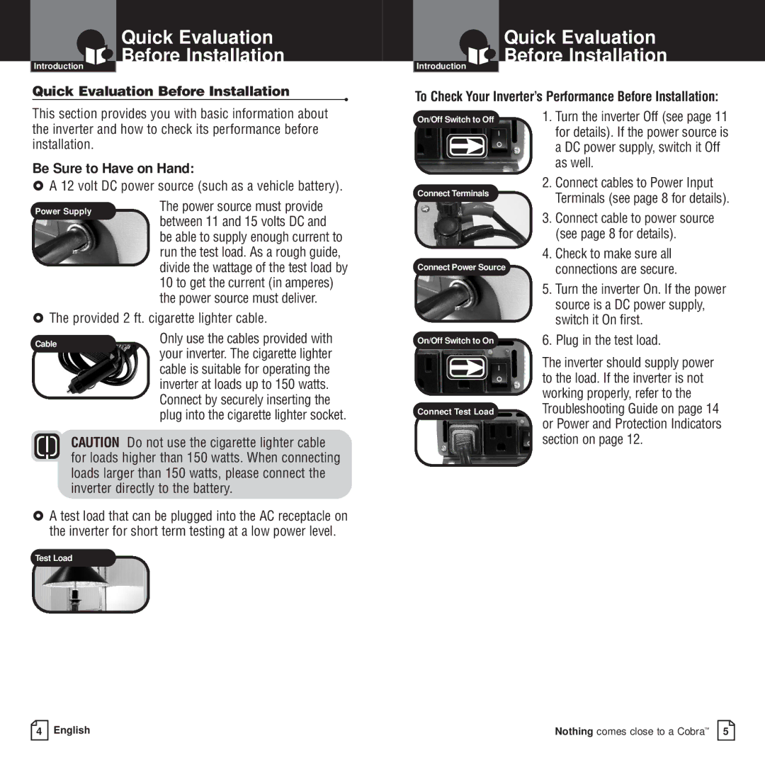 Cobra Electronics CPI 400 owner manual Quick Evaluation Before Installation, Be Sure to Have on Hand 