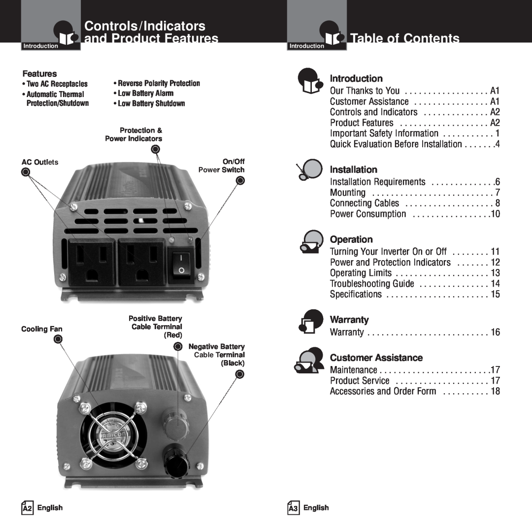 Cobra Electronics CPI 400 Controls /Indicators and Product Features, Table of Contents, Introduction, Installation 