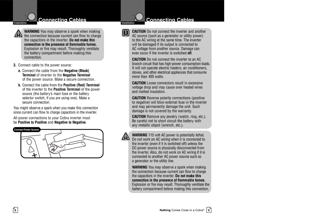 Cobra Electronics CPI 480 owner manual Connect cable to the power source 