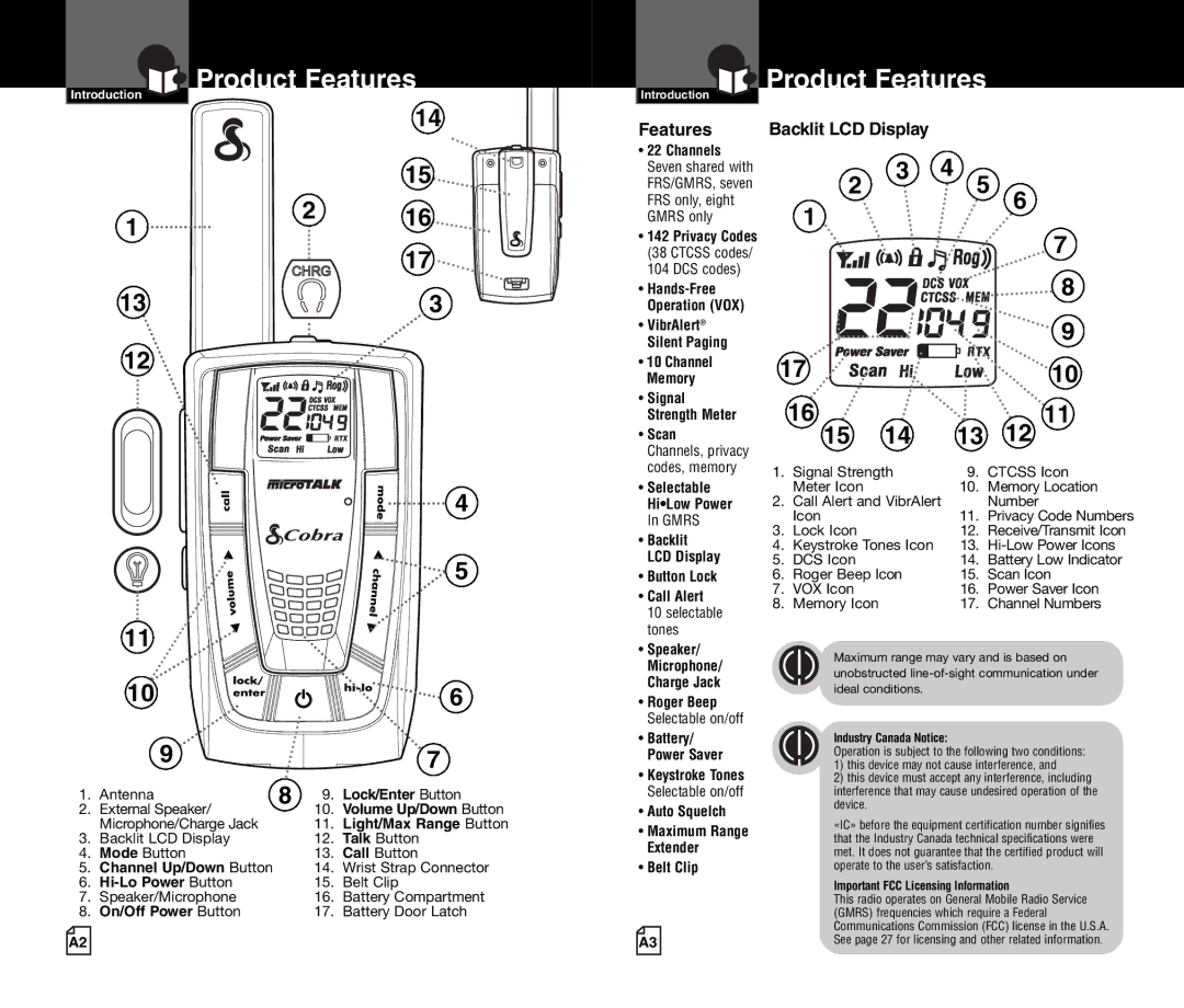 Cobra Electronics CXR700C owner manual Product Features 