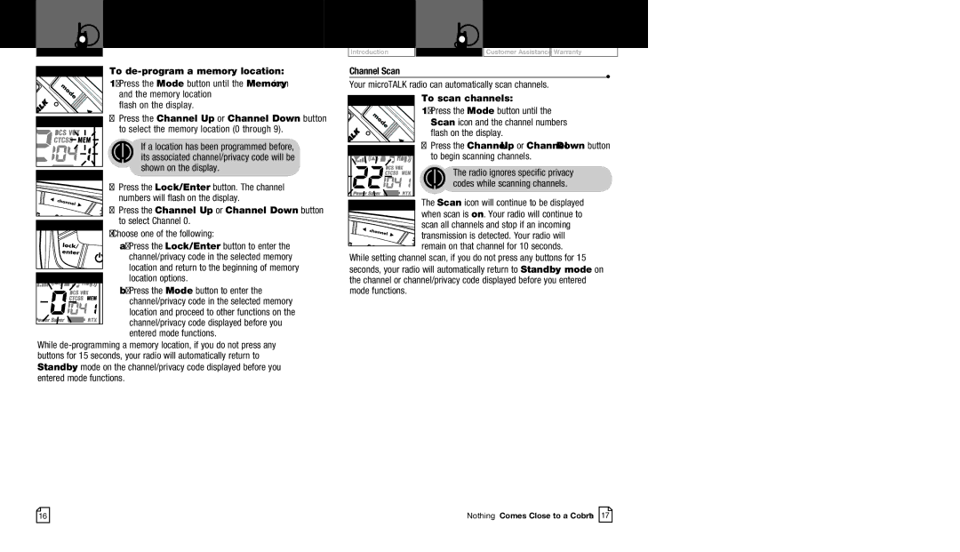 Cobra Electronics CXR725 owner manual Channel Scan 