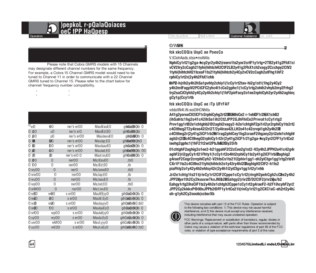 Cobra Electronics CXR725C General Specifications FCC License, For Products Used in Canada Industry Canada Notice 