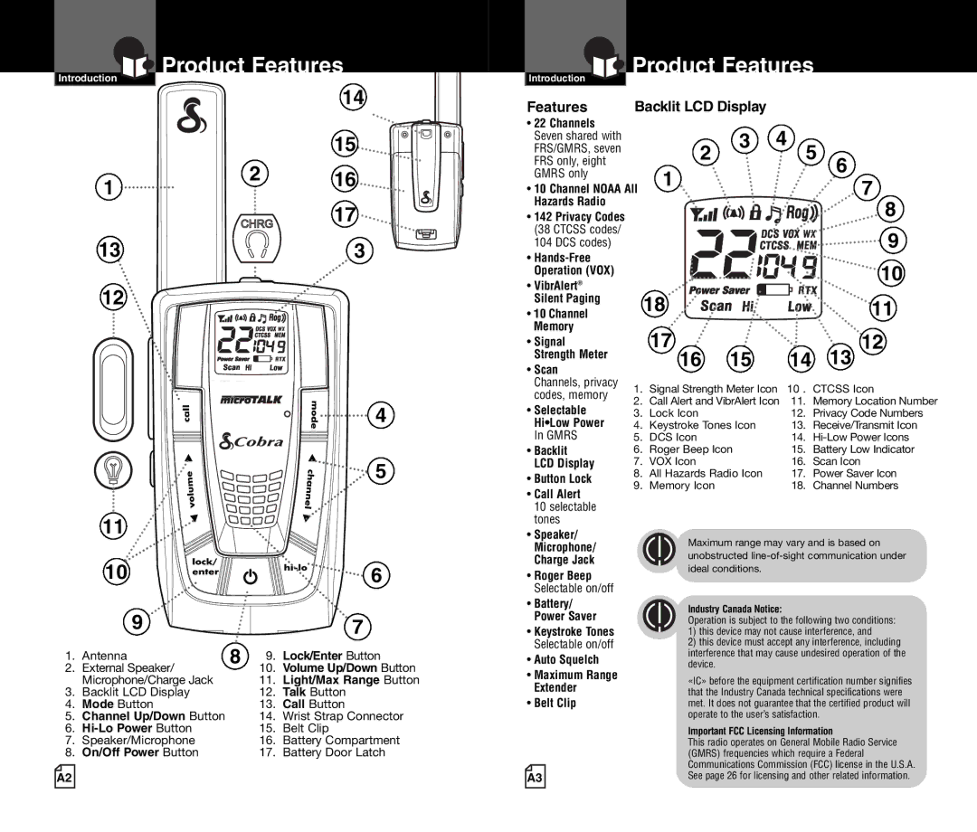 Cobra Electronics CXR750C owner manual Product Features 