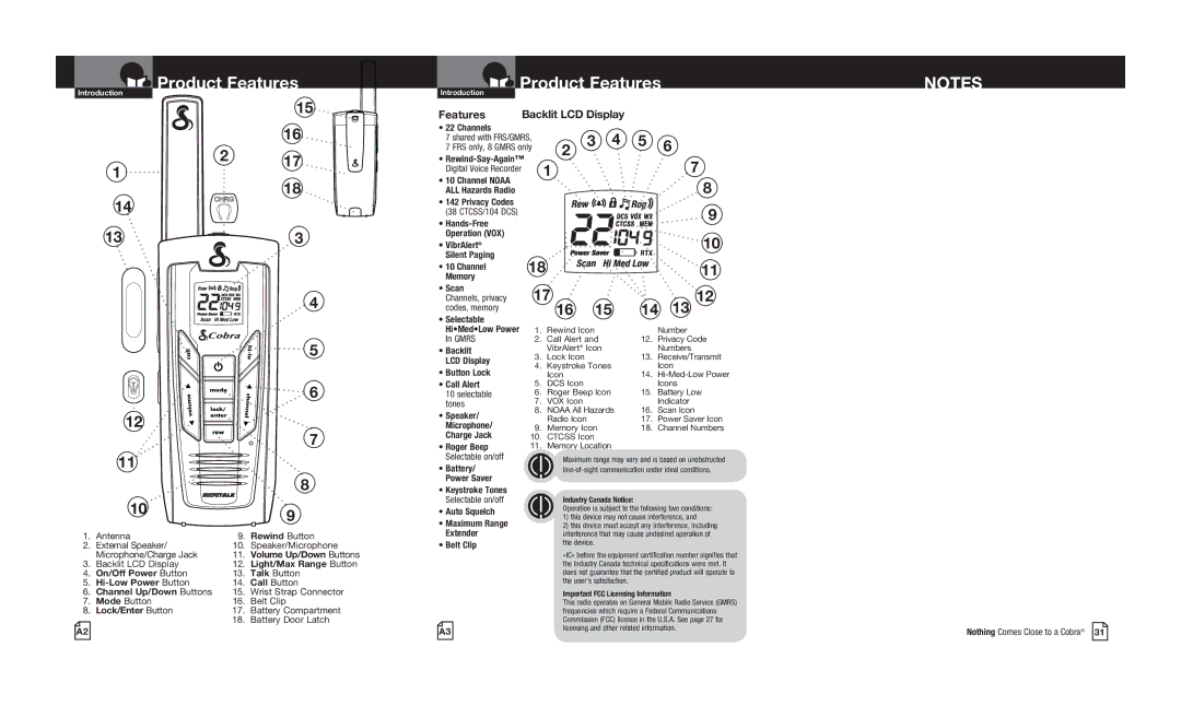 Cobra Electronics CXR925C owner manual Product Features 