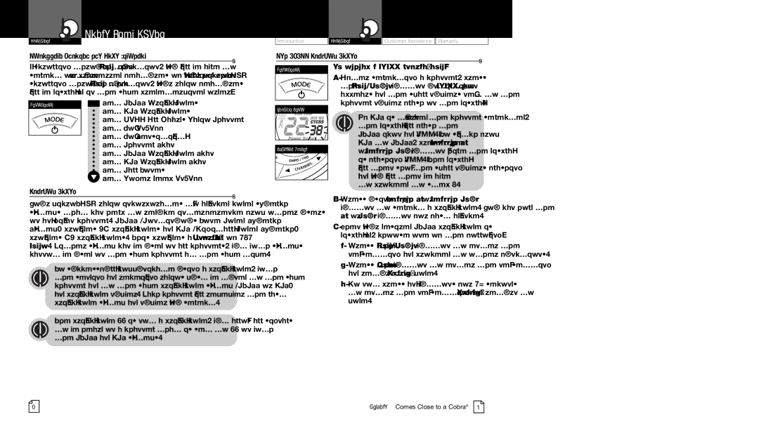 Cobra Electronics CXT225 owner manual Scrolling Through the Mode Function, Set Ctcss Privacy Codes 