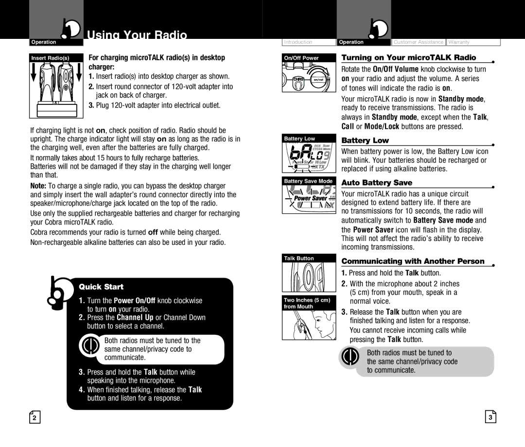 Cobra Electronics CXT425 owner manual Using Your Radio 