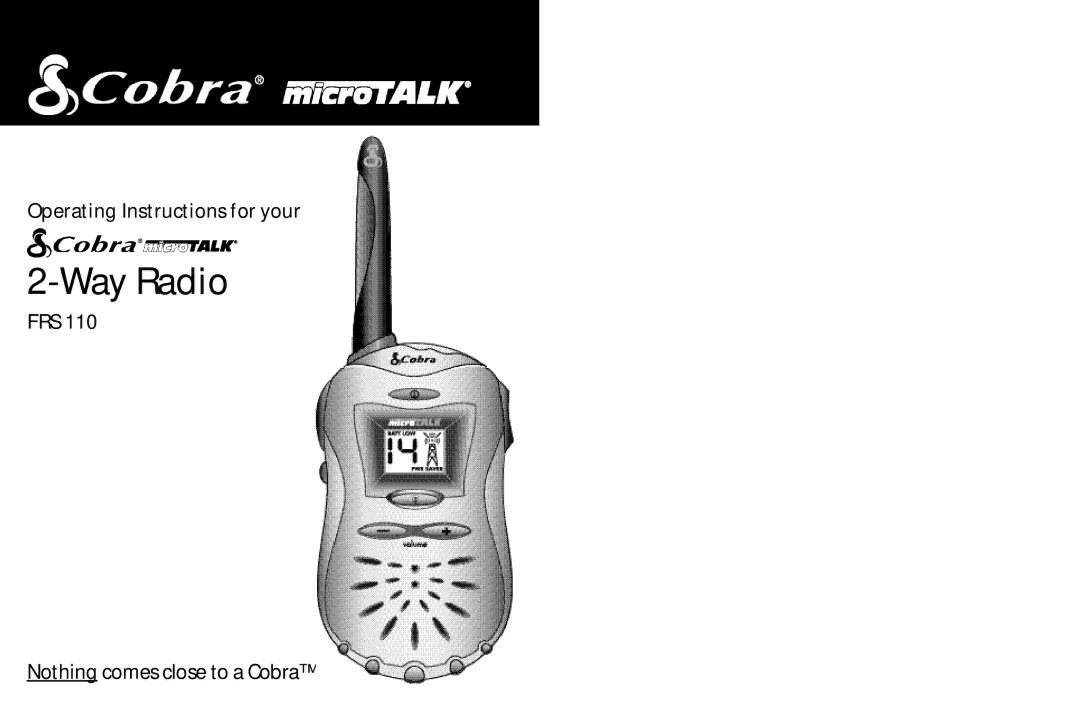 Cobra Electronics FRS 110 operating instructions Way Radio 