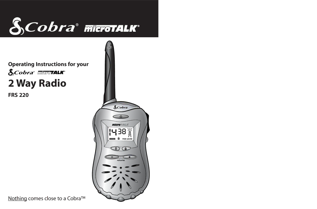 Cobra Electronics FRS 220 operating instructions Way Radio 