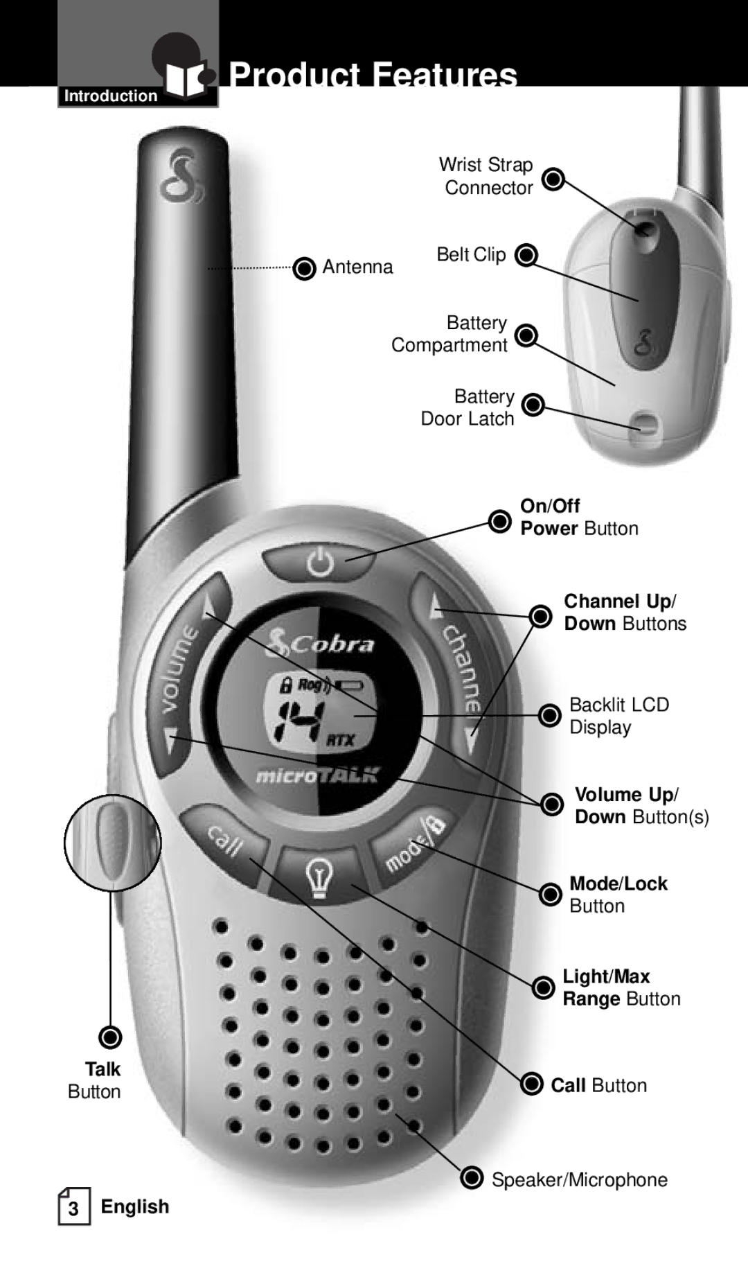 Cobra Electronics FRS121C owner manual Product Features 