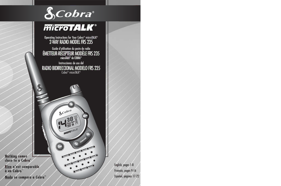 Cobra Electronics FRS235 operating instructions English, Nothing comes close to a Cobra, Rien n’est comparable à un Cobra 