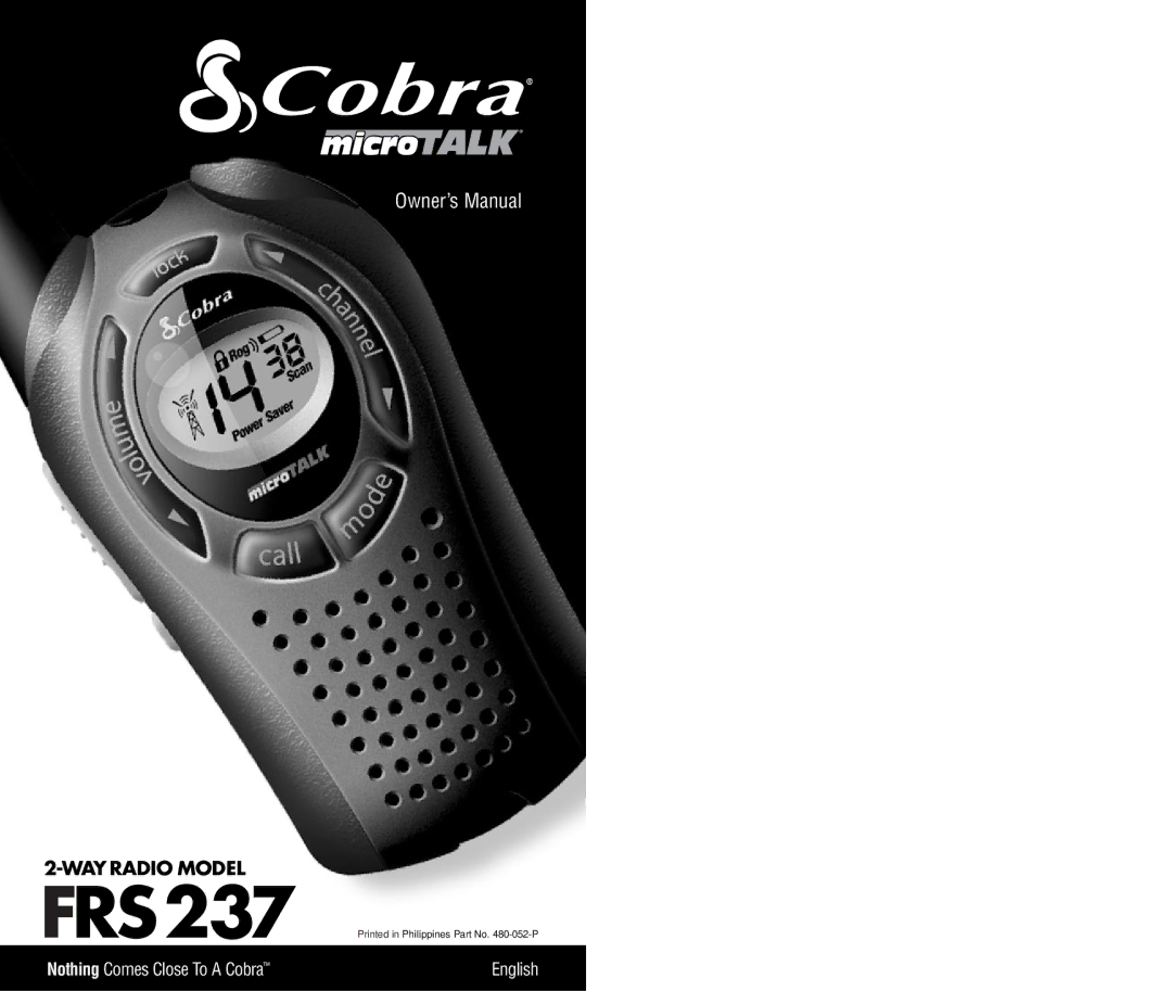 Cobra Electronics FRS237 owner manual WAY Radio Model 