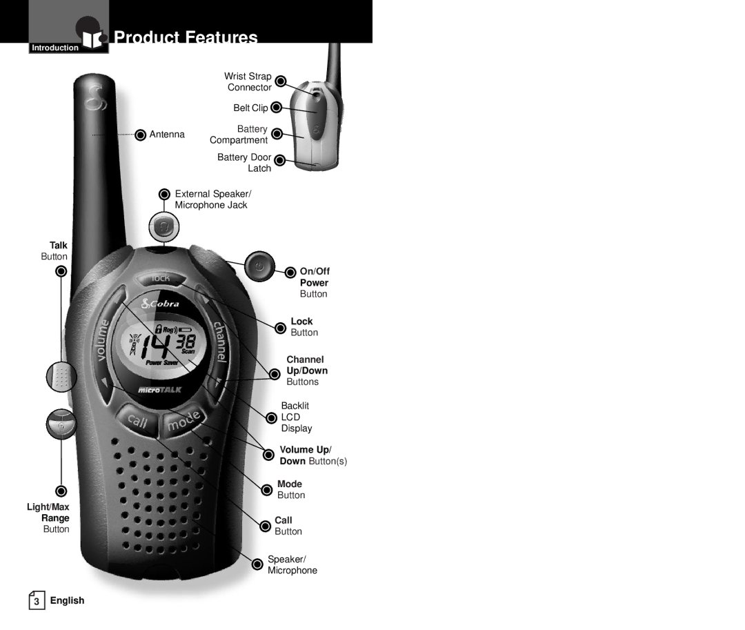 Cobra Electronics FRS237 owner manual Product Features 