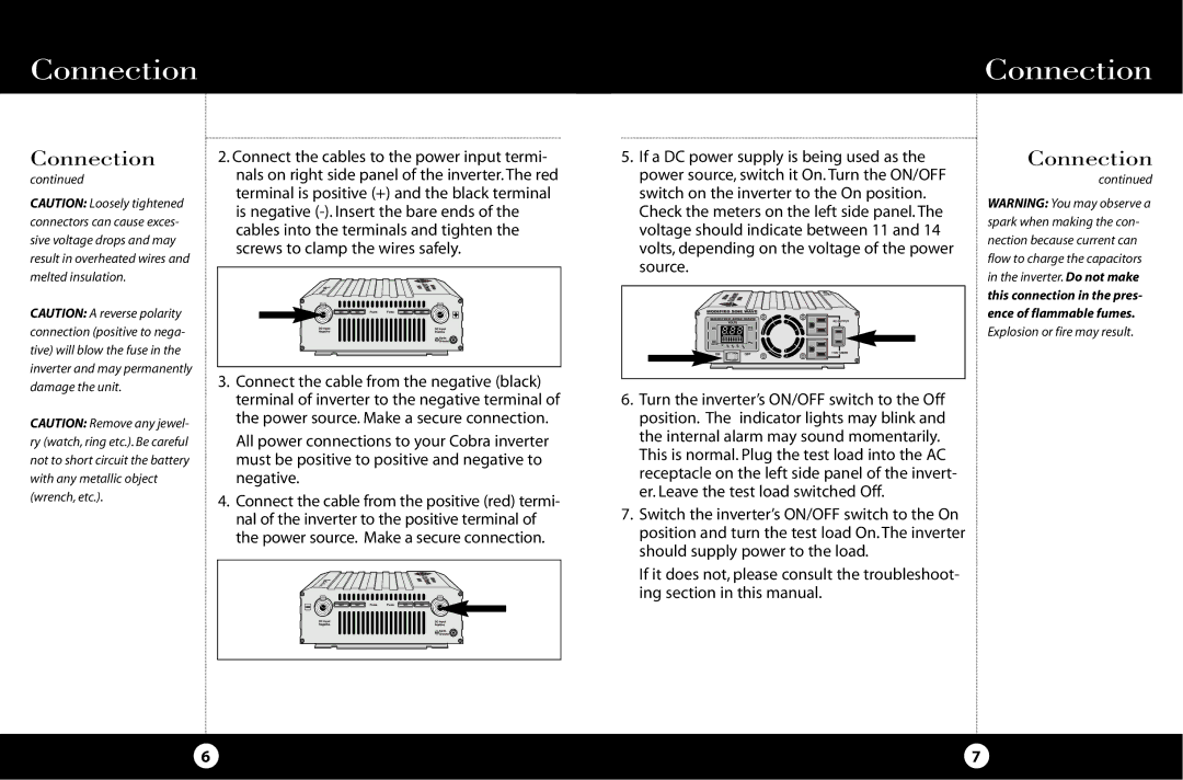 Cobra Electronics HG-PI1000 manual Connection 