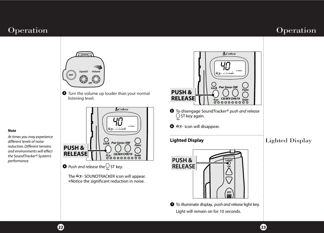 Cobra Electronics HH 38 WX ST operating instructions Lighted DisplayLighted Display 