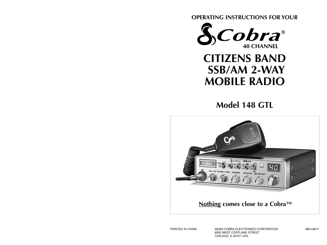 Cobra Electronics HH36ST operating instructions Citizens Band SSB/AM 2-WAY Mobile Radio 