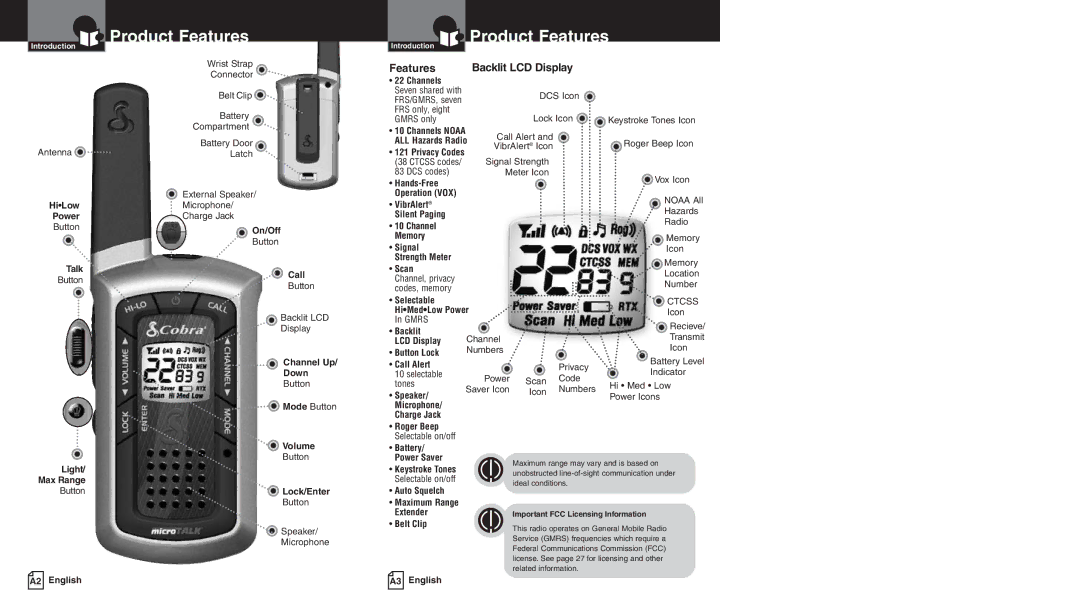 Cobra Electronics LI 6000WX owner manual Product Features 