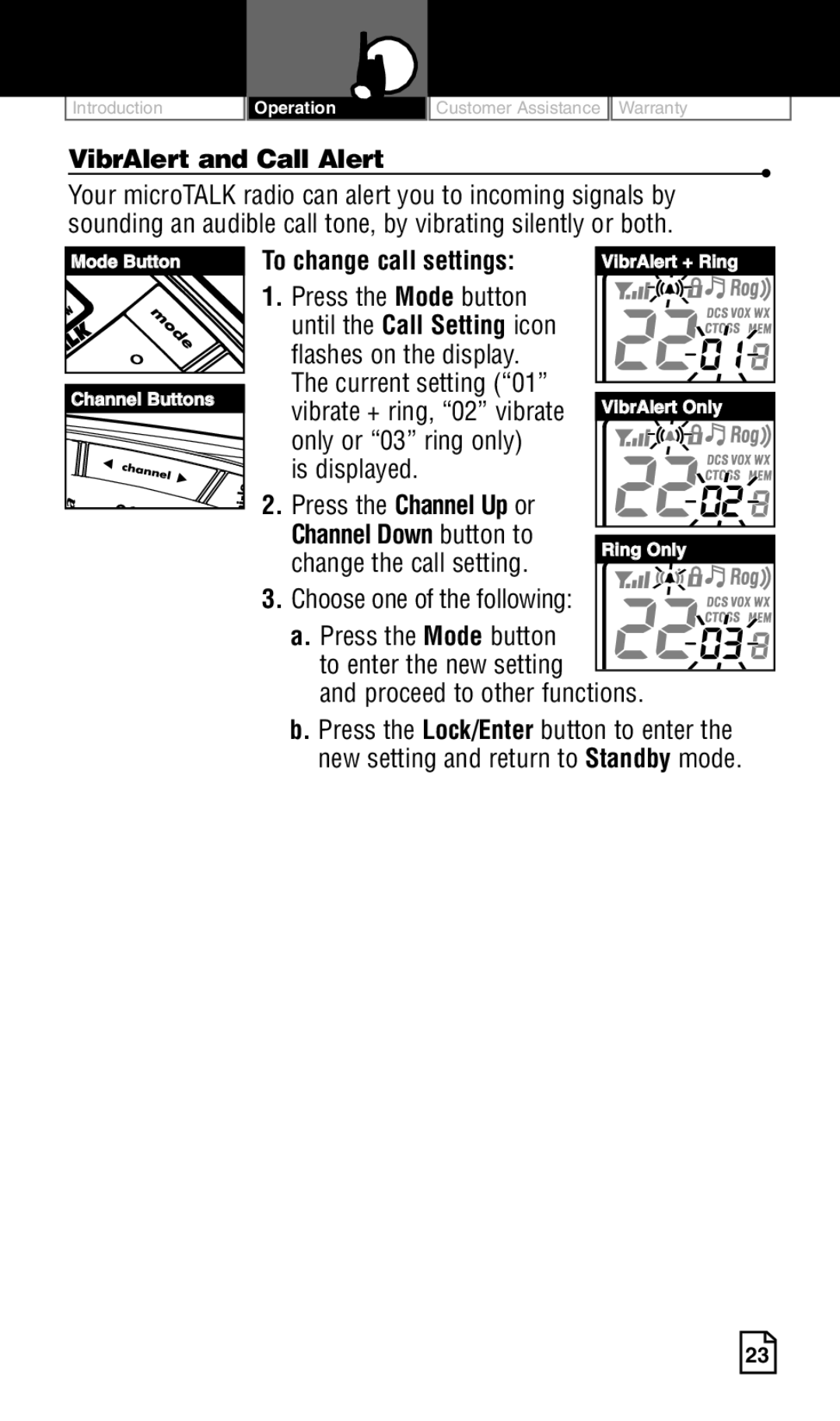 Cobra Electronics LI 6500WXC owner manual VibrAlert and Call Alert, To change call settings, Is displayed 