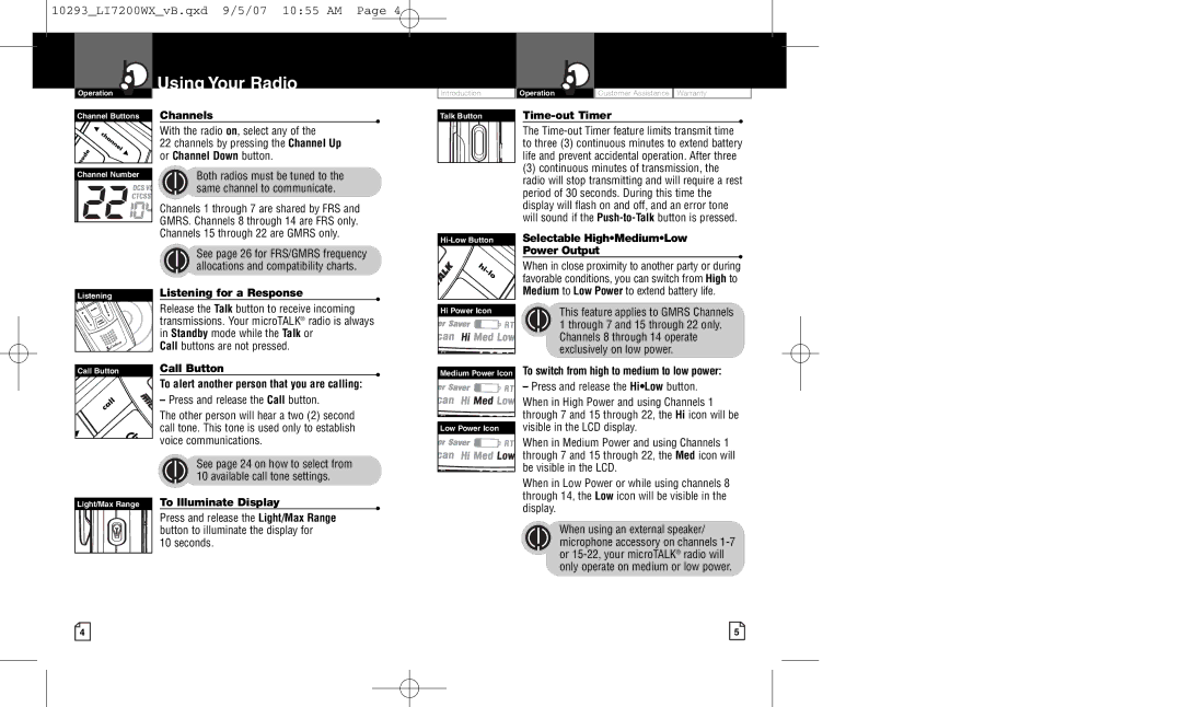 Cobra Electronics LI 7200WX owner manual Time-out Timer, Listening for a Response, To Illuminate Display 