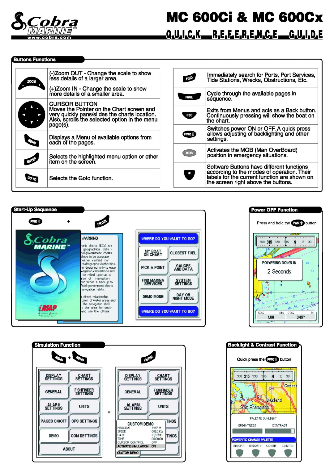 Cobra Electronics MC 600CI, MC 600CX manual 