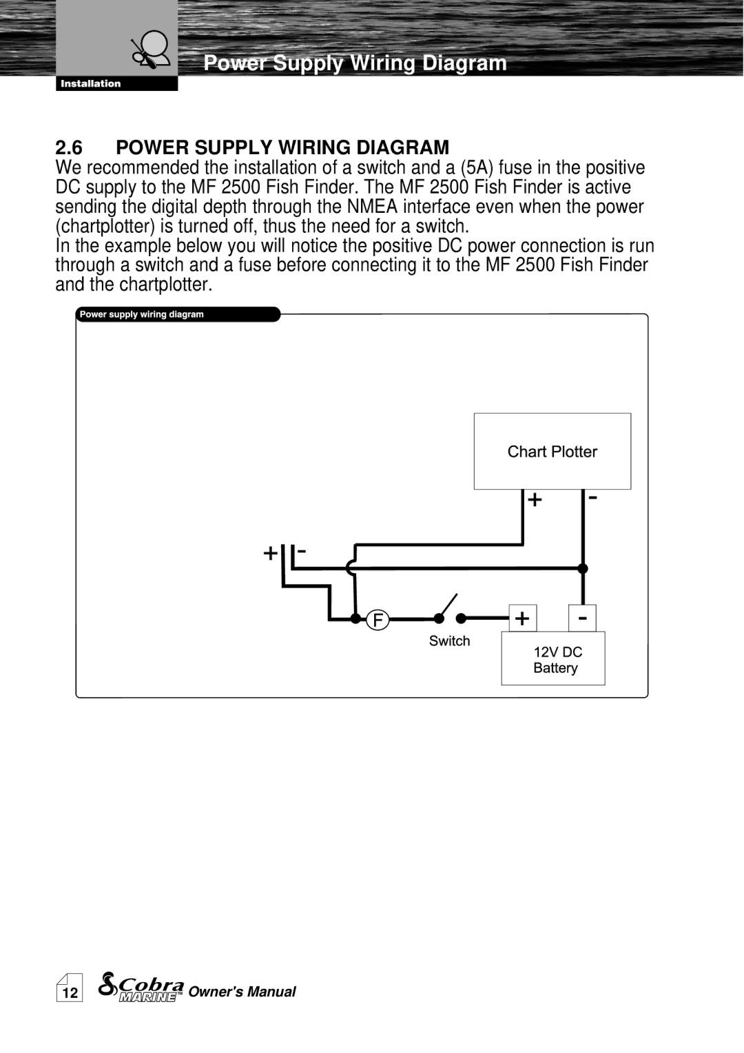 Cobra Electronics MF 2500 manual Power Supply Wiring Diagram 