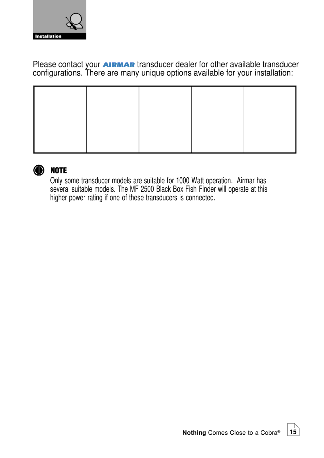 Cobra Electronics MF 2500 manual Transducers 