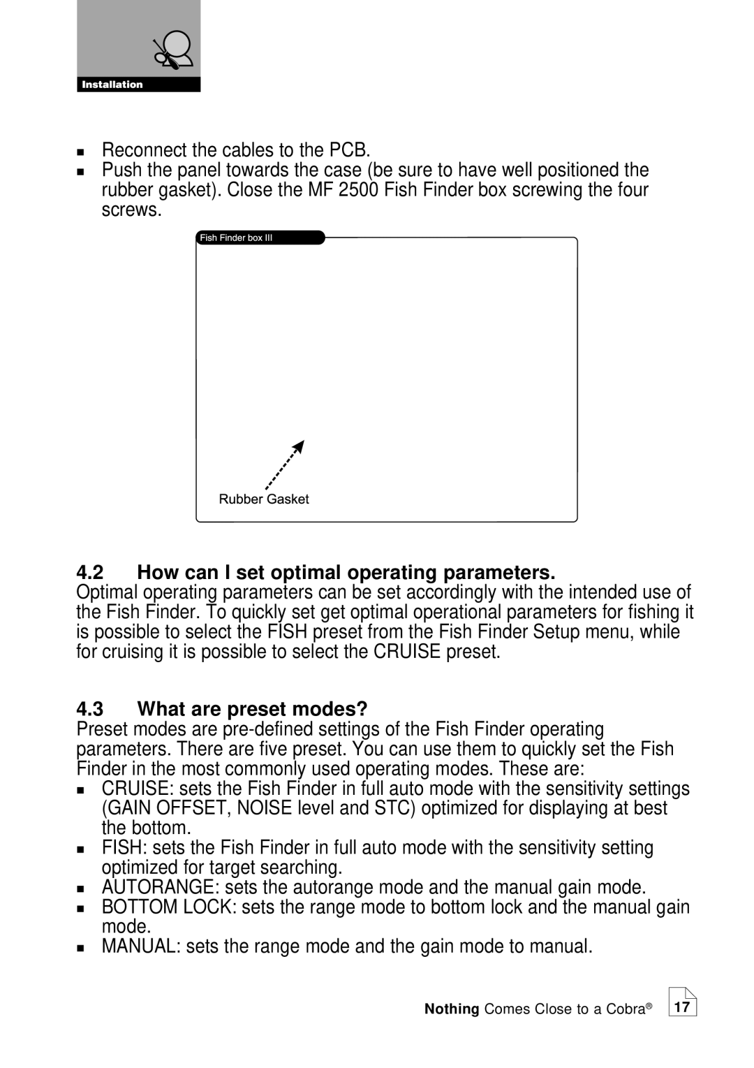 Cobra Electronics MF 2500 manual How can I set optimal operating parameters, What are preset modes? 