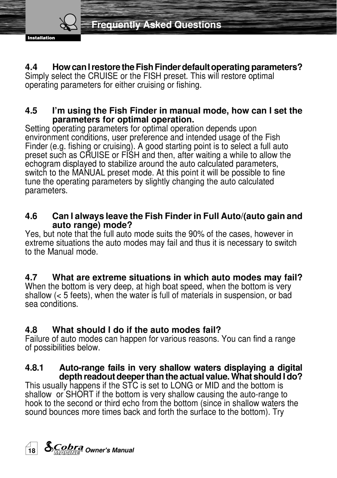 Cobra Electronics MF 2500 manual What should I do if the auto modes fail? 