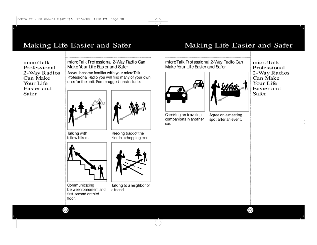 Cobra Electronics microTalk Professional 2-Way Radio specifications Making Life Easier and Safer 