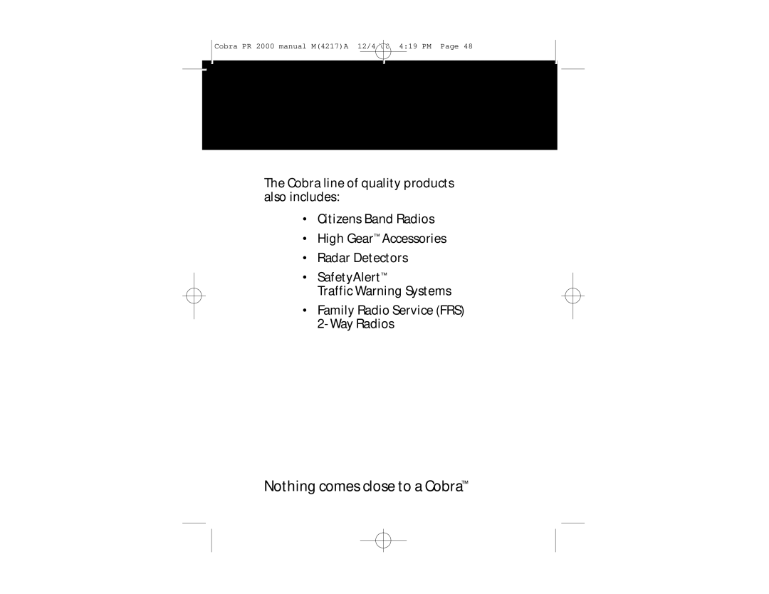 Cobra Electronics microTalk Professional 2-Way Radio specifications Nothing comes close to a Cobra 