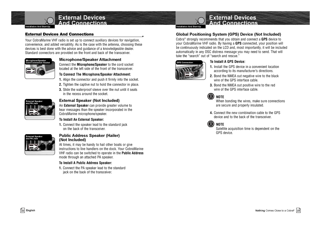 Cobra Electronics MR F75-D owner manual External Devices Connections, External Devices And Connections 