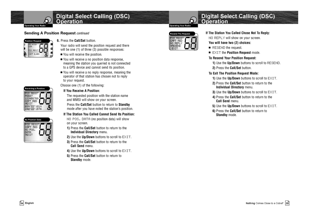 Cobra Electronics MR F75-D owner manual If The Station You Called Chose Not To Reply, If You Receive a Position 