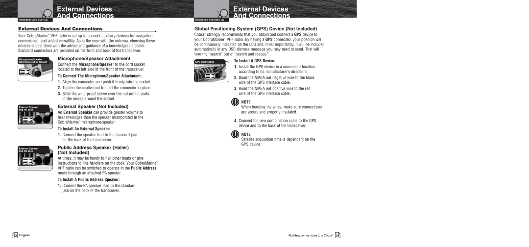 Cobra Electronics MR F75 owner manual External Devices Connections 