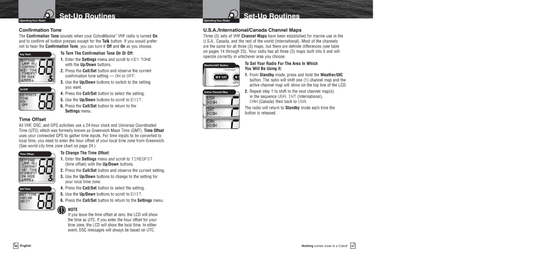 Cobra Electronics MR F75 owner manual A./International/Canada Channel Maps 