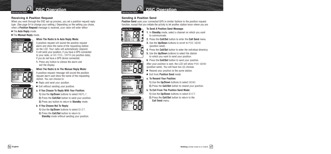 Cobra Electronics MR F75 owner manual Receiving a Position Request, Sending a Position Send 