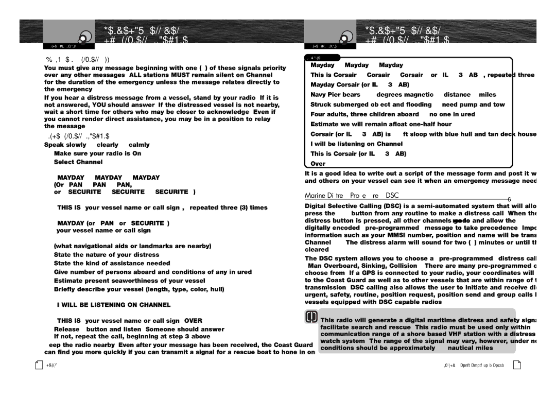 Cobra Electronics MR F80B-D owner manual If You Hear a Distress Call, Marine Distress Procedure DSC 