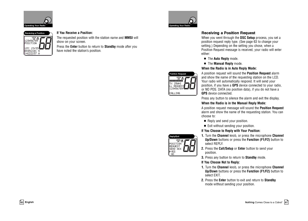 Cobra Electronics MR F80B-D Receiving a Position Request, If You Receive a Position, If You Choose Not to Reply 