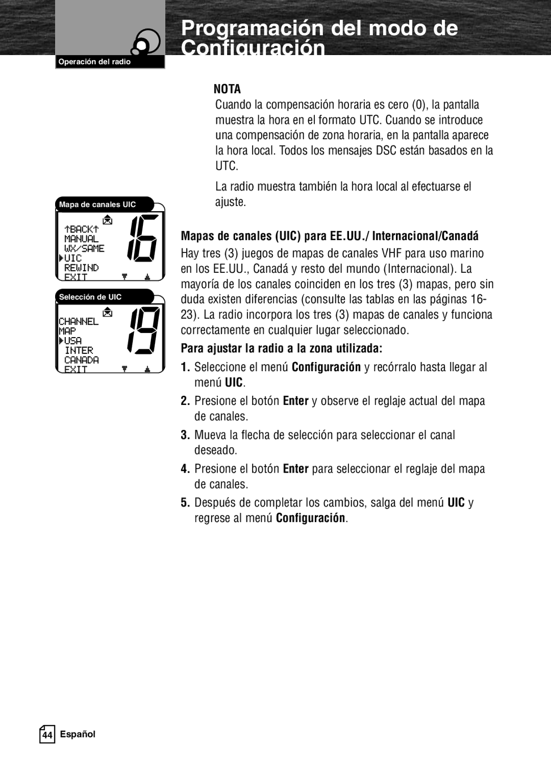 Cobra Electronics MR F80B warranty Mapas de canales UIC para EE.UU./ Internacional/Canadá 