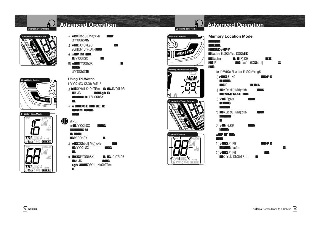 Cobra Electronics MR HH330 FLT EU owner manual Memory Location Mode, Press Channel Up/Down button to select the desired 