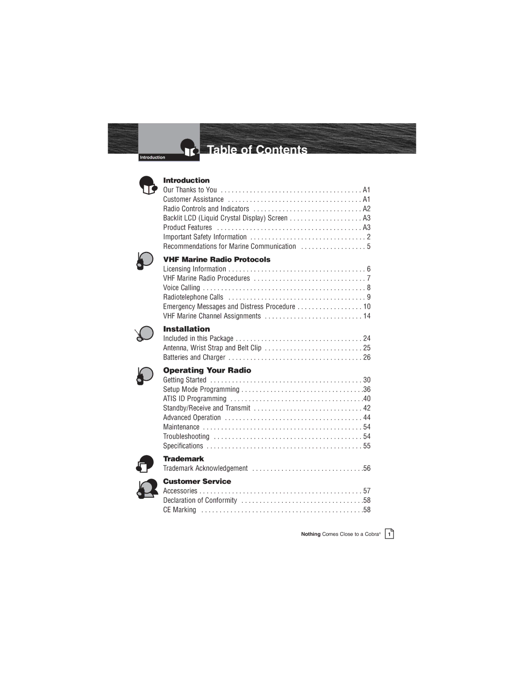 Cobra Electronics MR HH415LI VP EU owner manual Table of Contents 