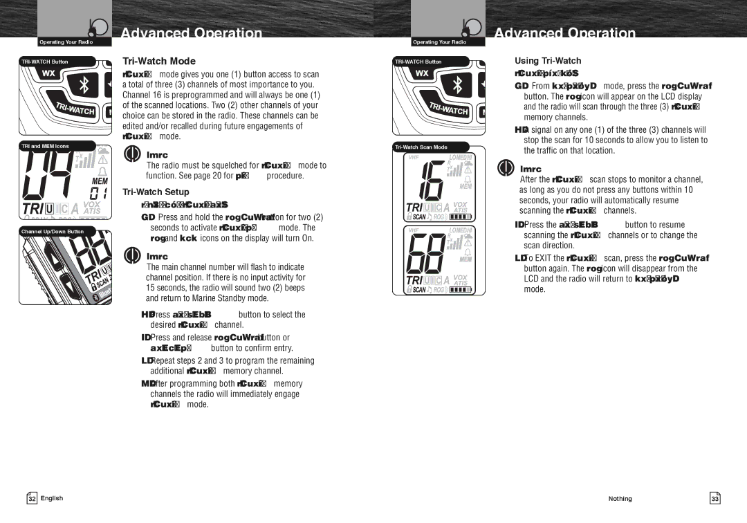 Cobra Electronics MR HH475 owner manual Tri-Watch Mode, Tri-Watch Setup To Program or Edit the Tri-Watch Channels 