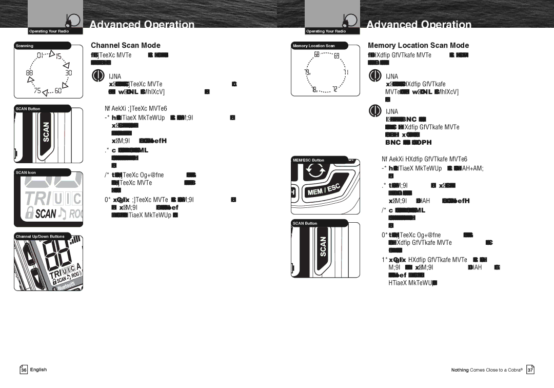 Cobra Electronics MR HH475 owner manual Channel Scan Mode, Memory Location Scan Mode, To Enter Channel Scan 