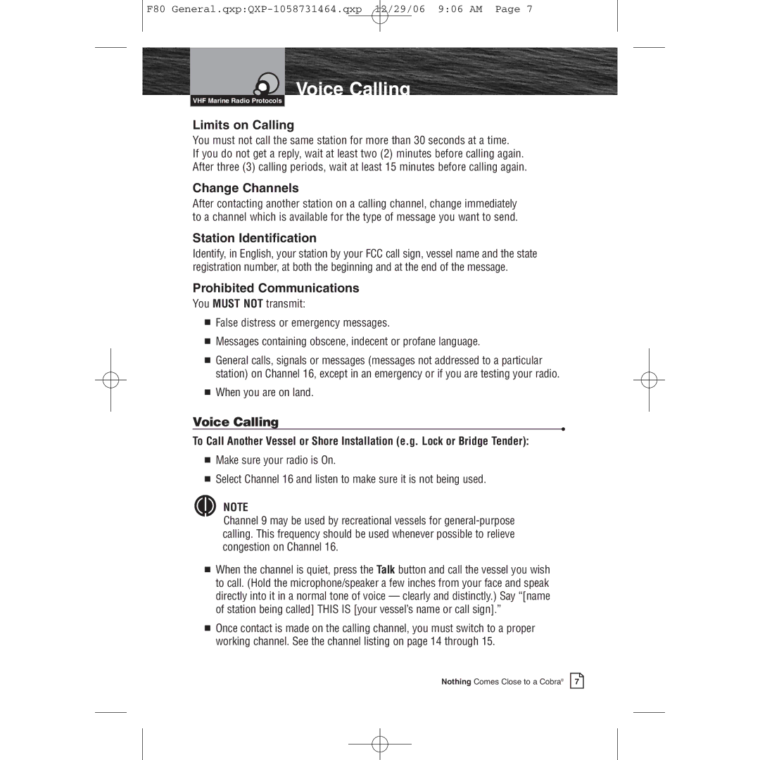 Cobra Electronics Mrf 80b owner manual Voice Calling 